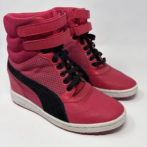 PUMA Contact Womens Pink Suede/Leather High Top Wedge Sneakers Shoes Size 7